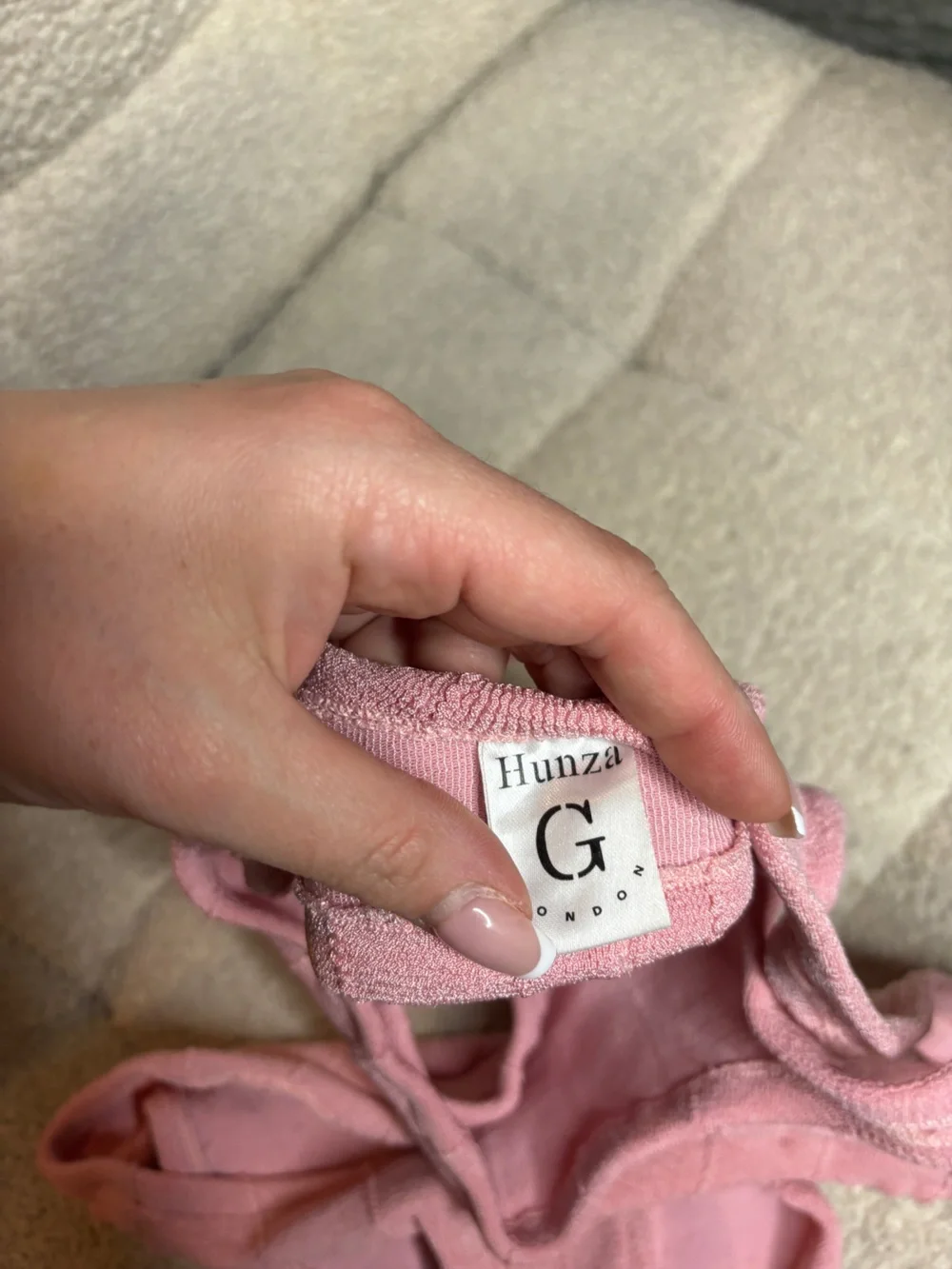Hunza G Helena Nile Knit Bikini Set One Size Dusty Pink